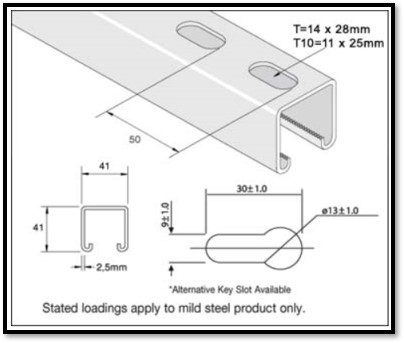 Unistrut Deep Slotted Channel 41 x 41mm - Cable Services