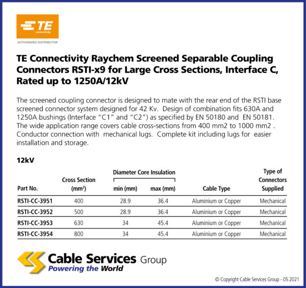 Te Connectivity Raychem Screened Separable Coupling Connectors Rsti X