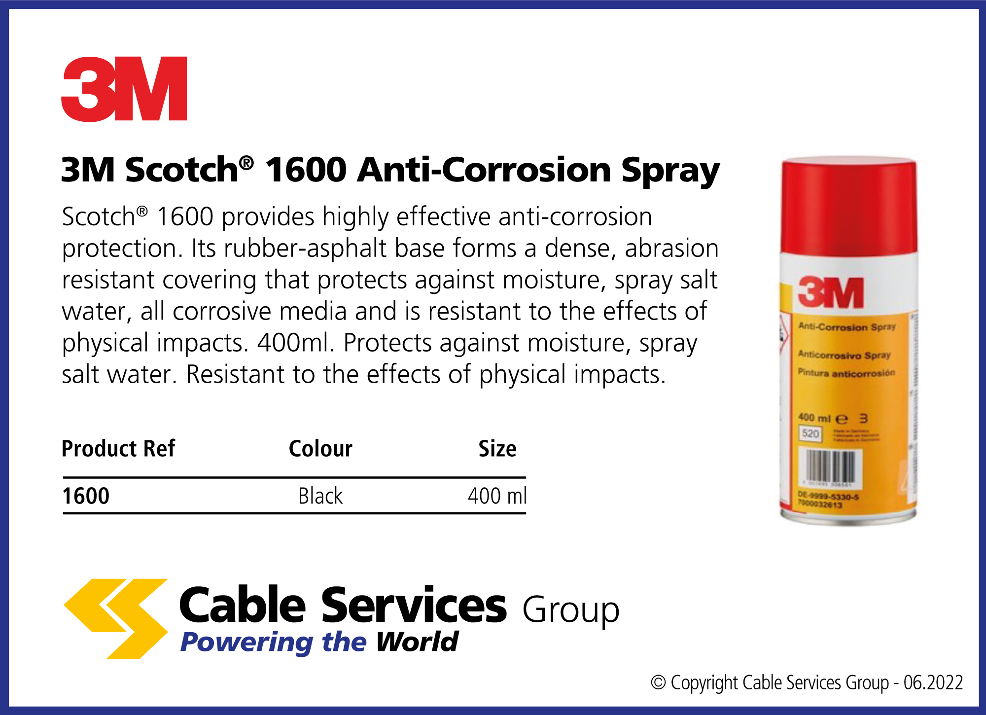 3M Scotch 1600 Anti-Corrosion Spray - Cable Services